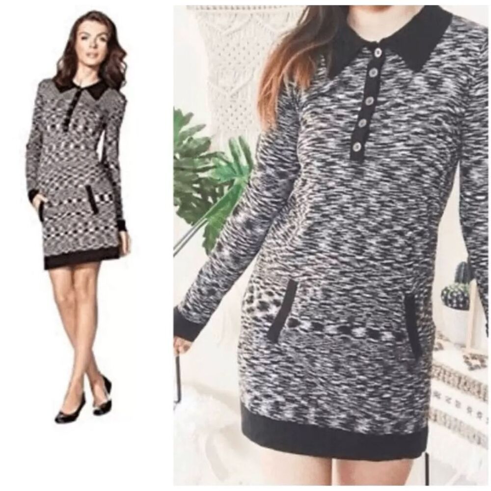 MISSONI for Target Dress Womens Size Medium Gray Black Heathered Sweater Knit
